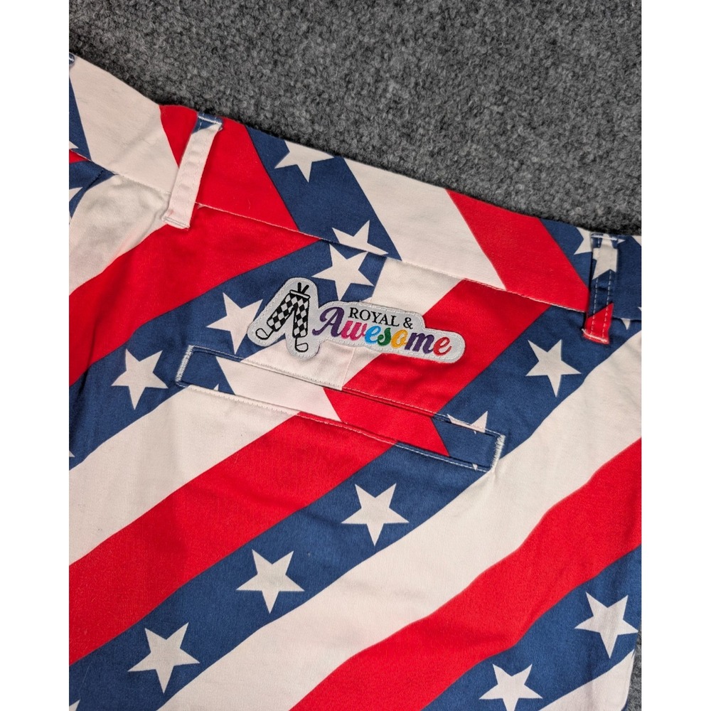 Royal & Awesome American‎ Flag Golf Shorts Mens 42 Stars and Stripes